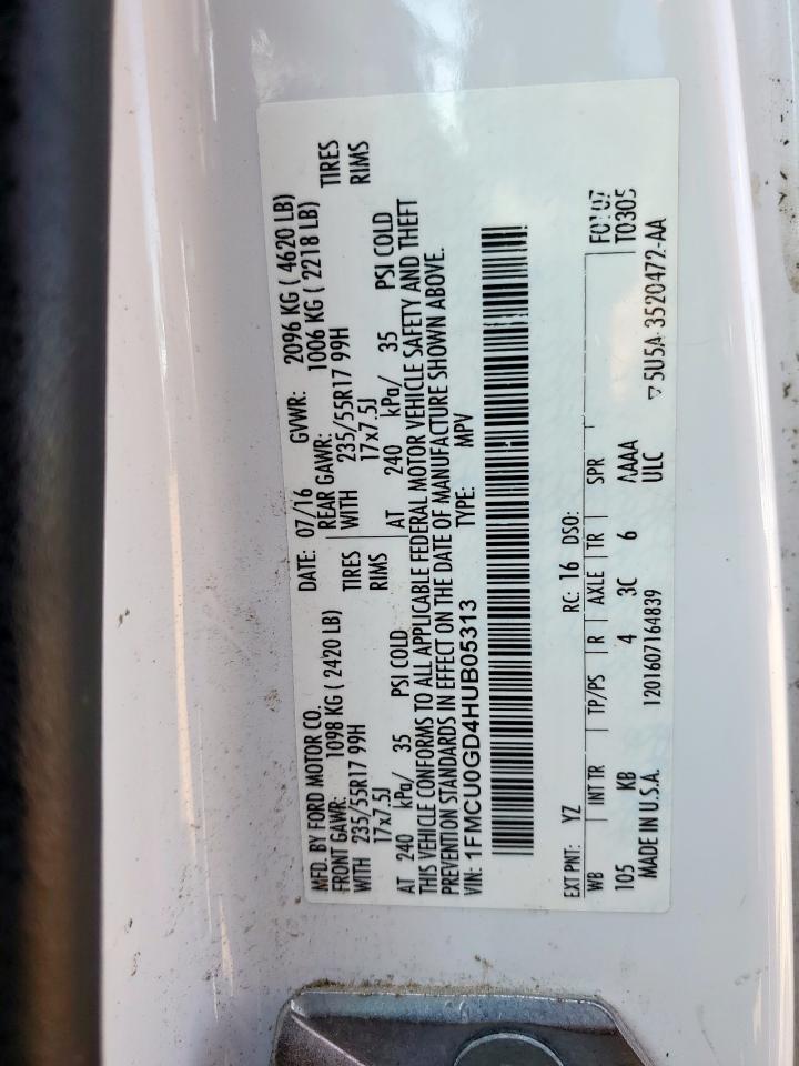 2017 Ford Escape Se VIN: 1FMCU0GD4HUB05313 Lot: 81975175