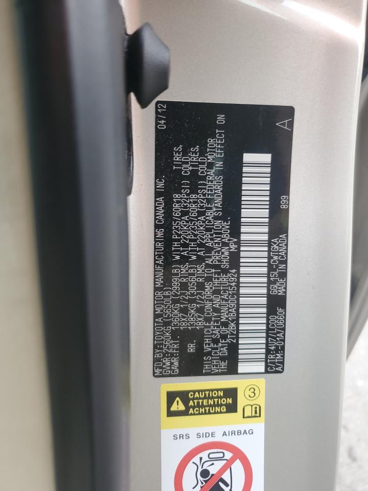 2013 Lexus Rx 350 Base VIN: 2T2BK1BA9DC154924 Lot: 86865375