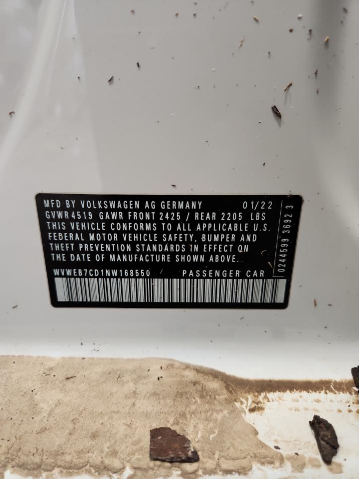 2022 Volkswagen Golf R VIN: WVWEB7CD1NW168550 Lot: 86498635