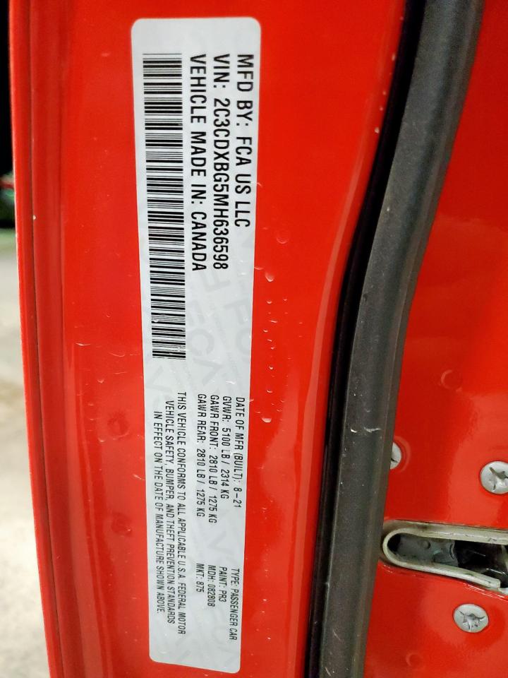 2021 Dodge Charger Sxt VIN: 2C3CDXBG5MH636598 Lot: 82324265