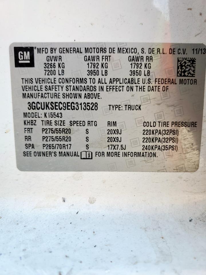 2014 Chevrolet Silverado K1500 Ltz VIN: 3GCUKSEC9EG313528 Lot: 84982145