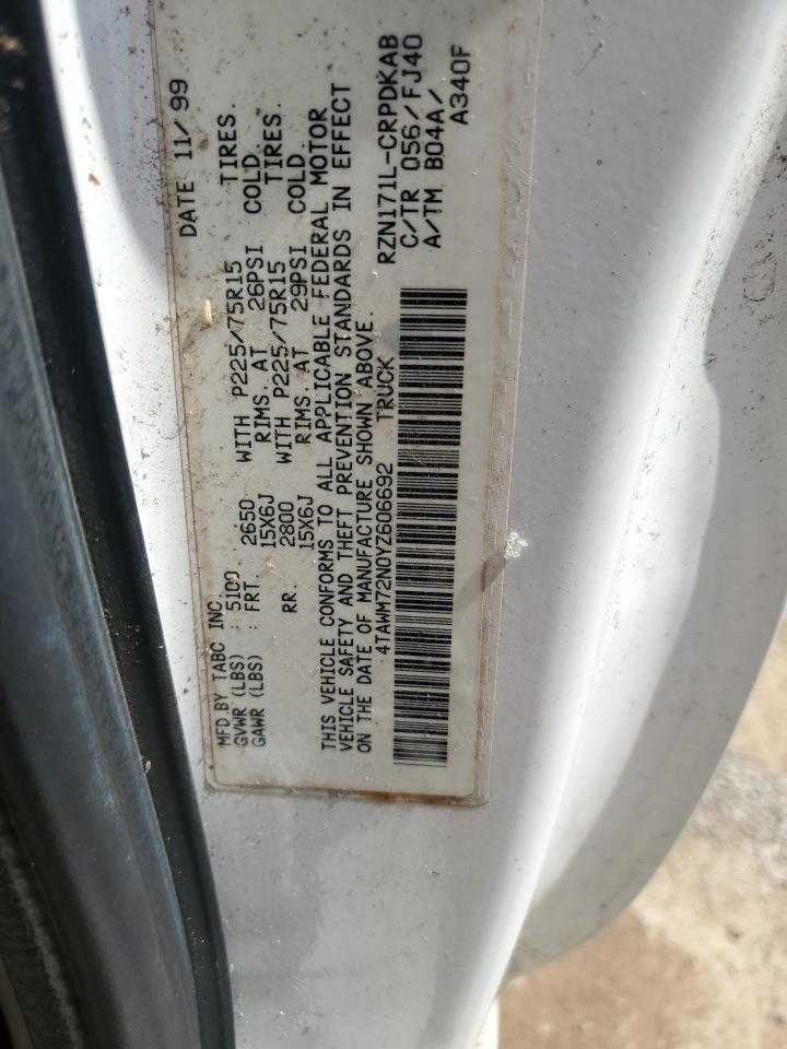 2000 Toyota Tacoma Xtracab VIN: 4TAWM72N0YZ606692 Lot: 85002555