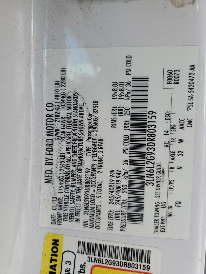 2013 Lincoln Mkz VIN: 3LN6L2G93DR803159 Lot: 82272335