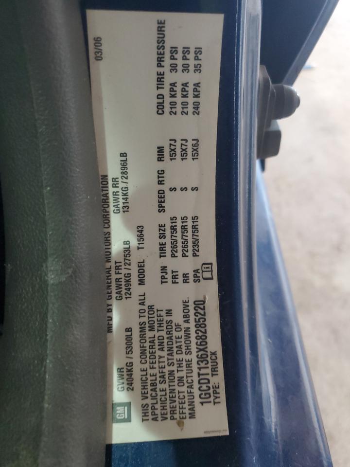 2006 Chevrolet Colorado VIN: 1GCDT136X68285220 Lot: 86059755