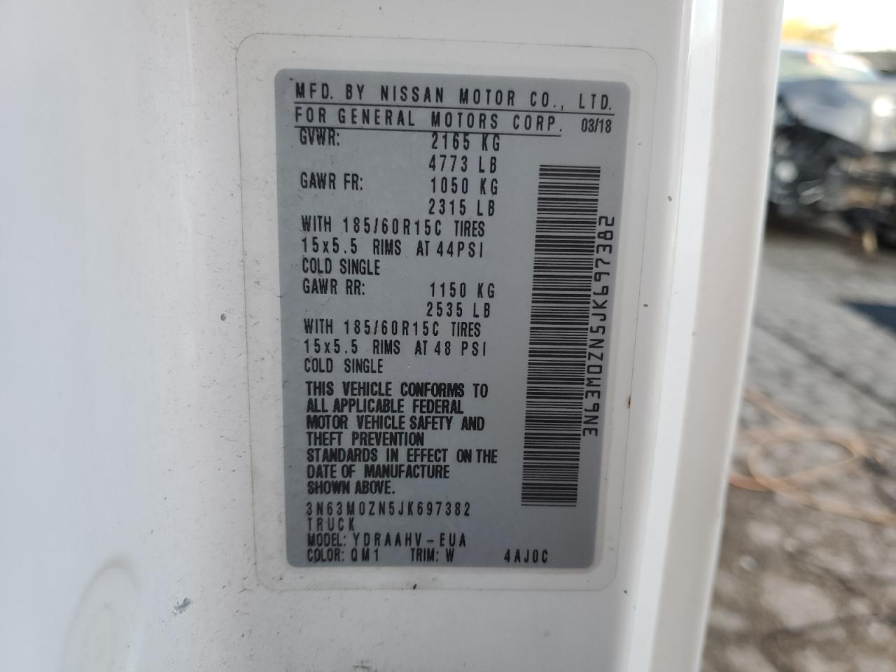 2018 Chevrolet City Express Lt VIN: 3N63M0ZN5JK697382 Lot: 84563705