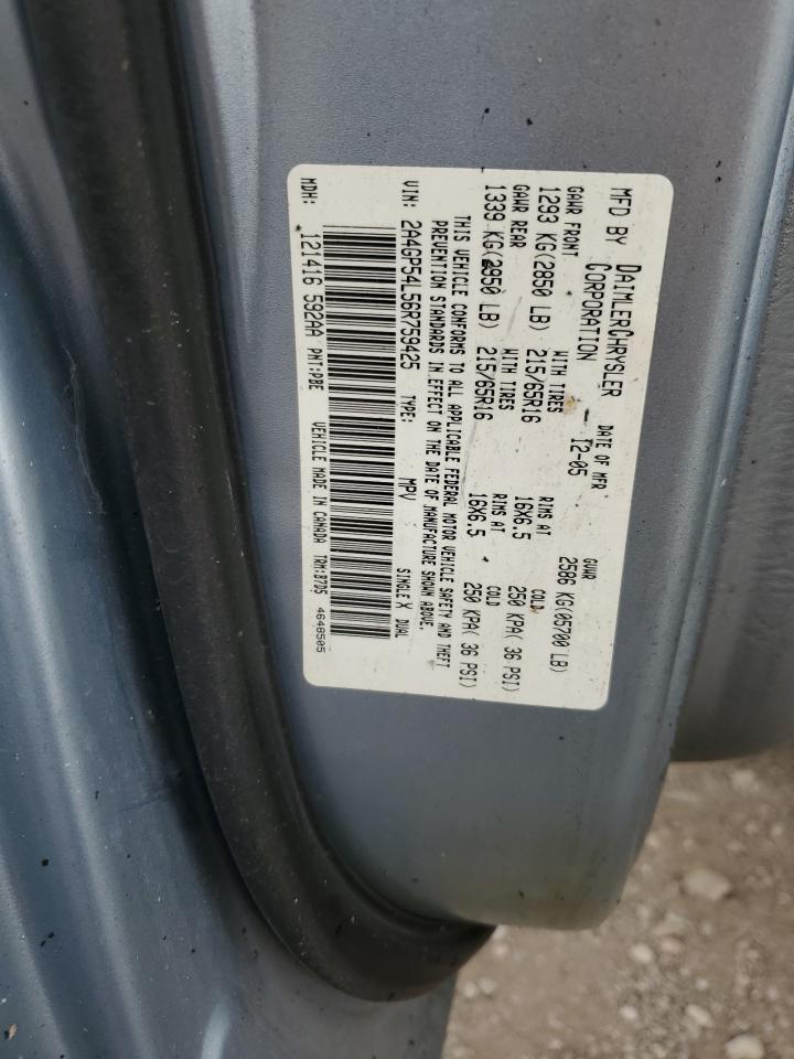 2006 Chrysler Town & Country Touring VIN: 2A4GP54L56R759425 Lot: 82611905