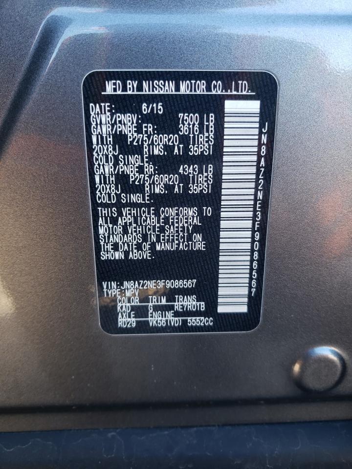 2015 Infiniti Qx80 VIN: JN8AZ2NE3F9086567 Lot: 90380265