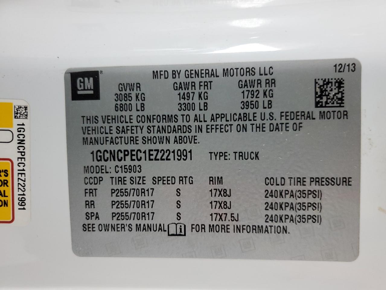 2014 Chevrolet Silverado C1500 VIN: 1GCNCPEC1EZ221991 Lot: 85009605