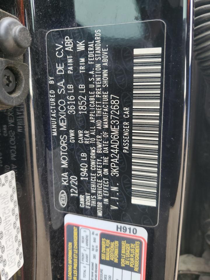 2021 Kia Rio Lx VIN: 3KPA24AD6ME372687 Lot: 82487705