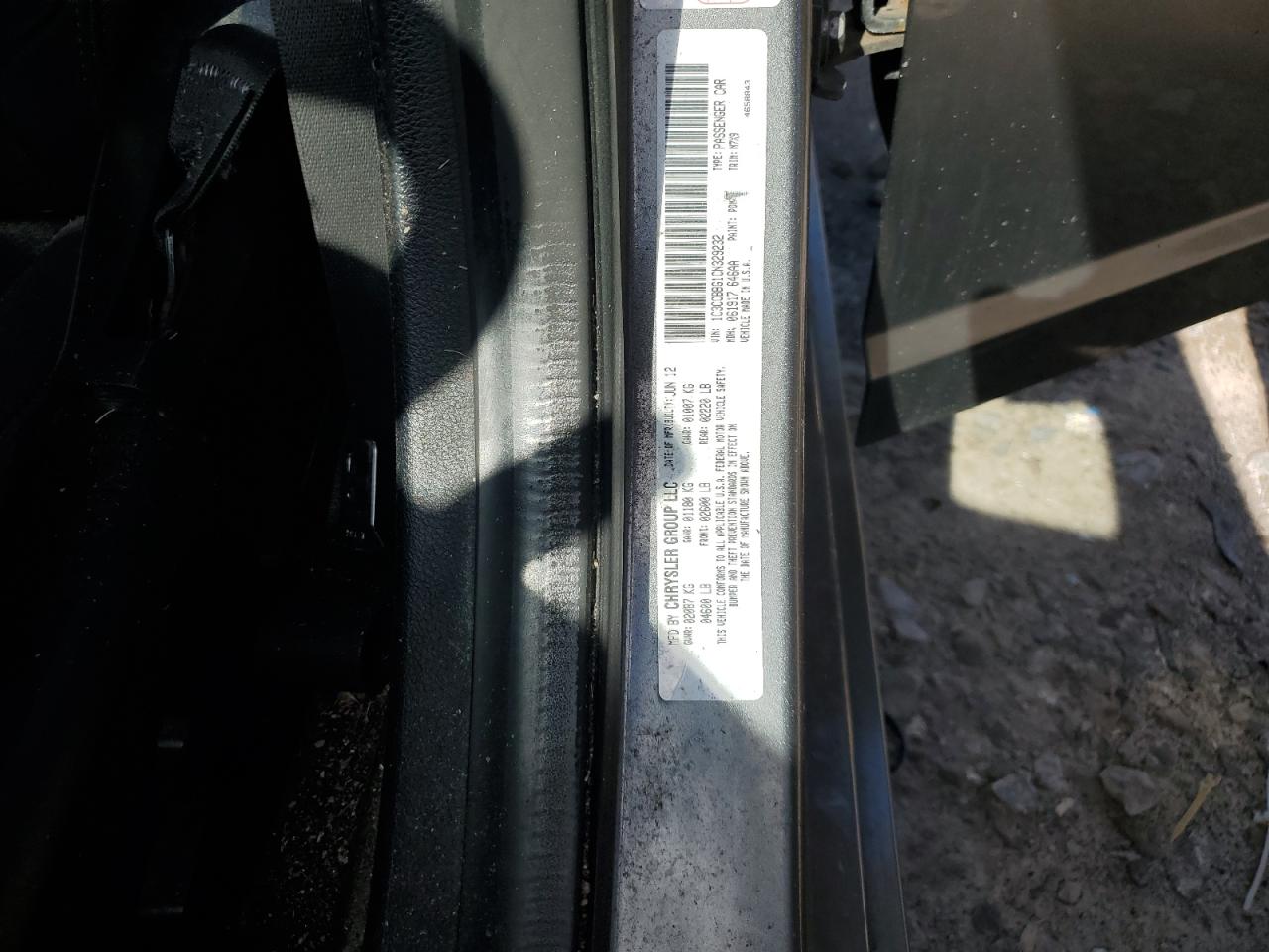 2012 Chrysler 200 Touring VIN: 1C3CCBBG1CN329232 Lot: 86214135