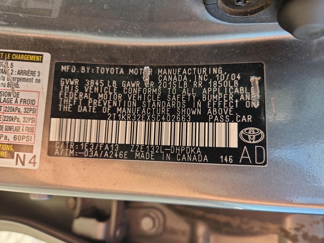 2005 Toyota Corolla Matrix Xr VIN: 2T1KR32EX5C402663 Lot: 87310155