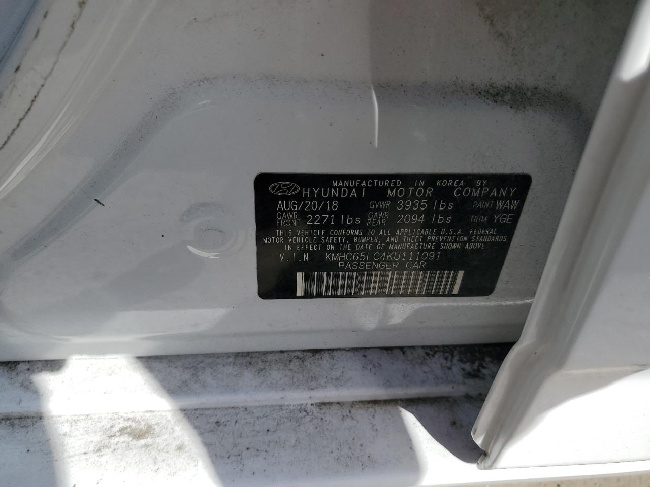 2019 Hyundai Ioniq Blue VIN: KMHC65LC4KU111091 Lot: 82201175