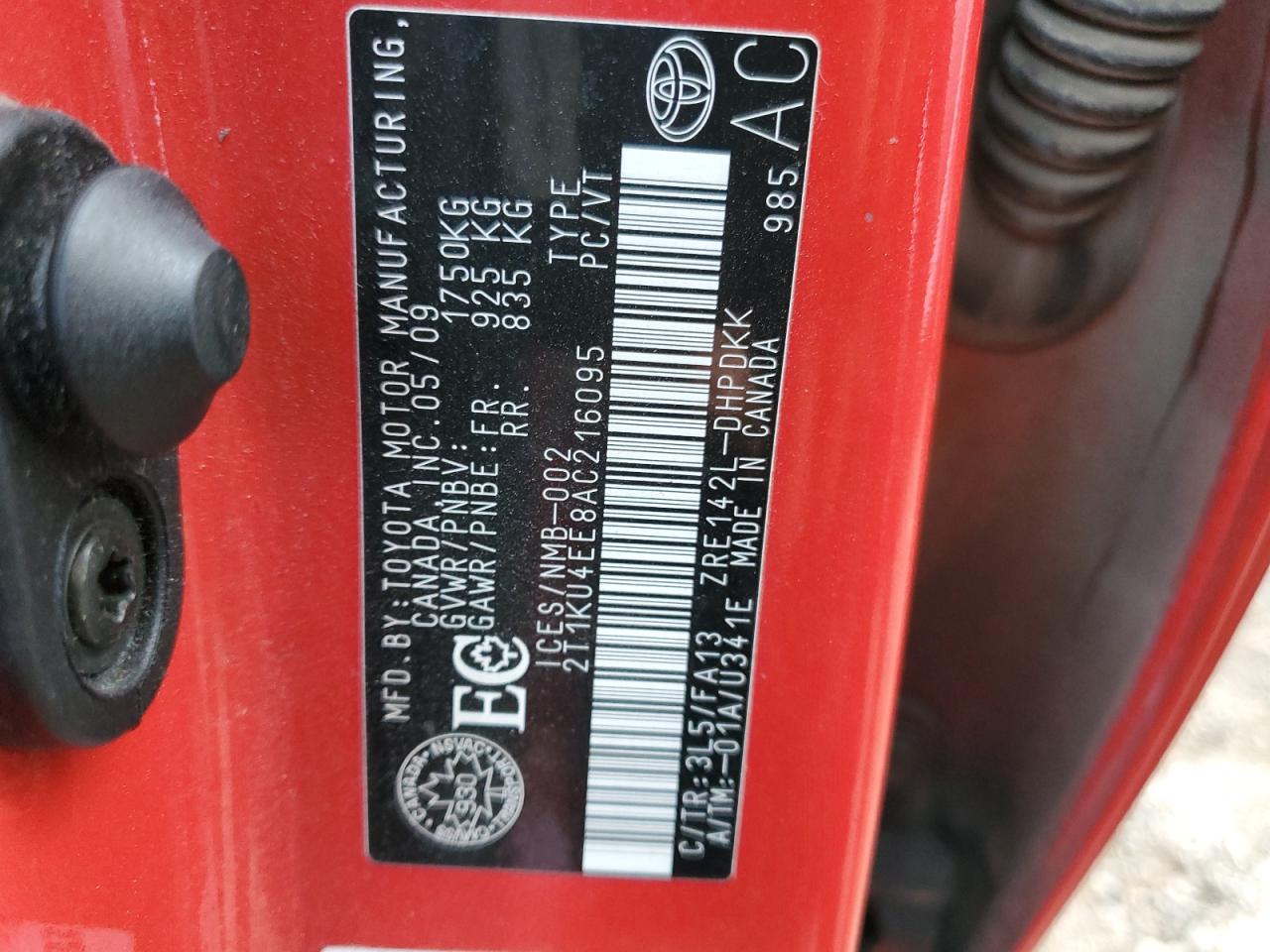 2010 Toyota Corolla Matrix VIN: 2T1KU4EE8AC216095 Lot: 86128595