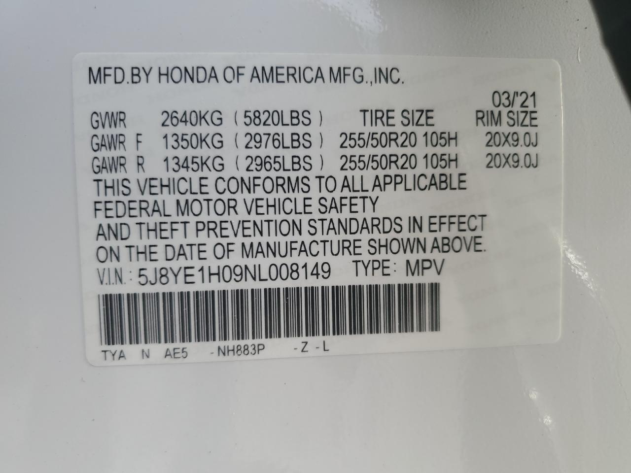 2022 Acura Mdx A-Spec VIN: 5J8YE1H09NL008149 Lot: 87276125