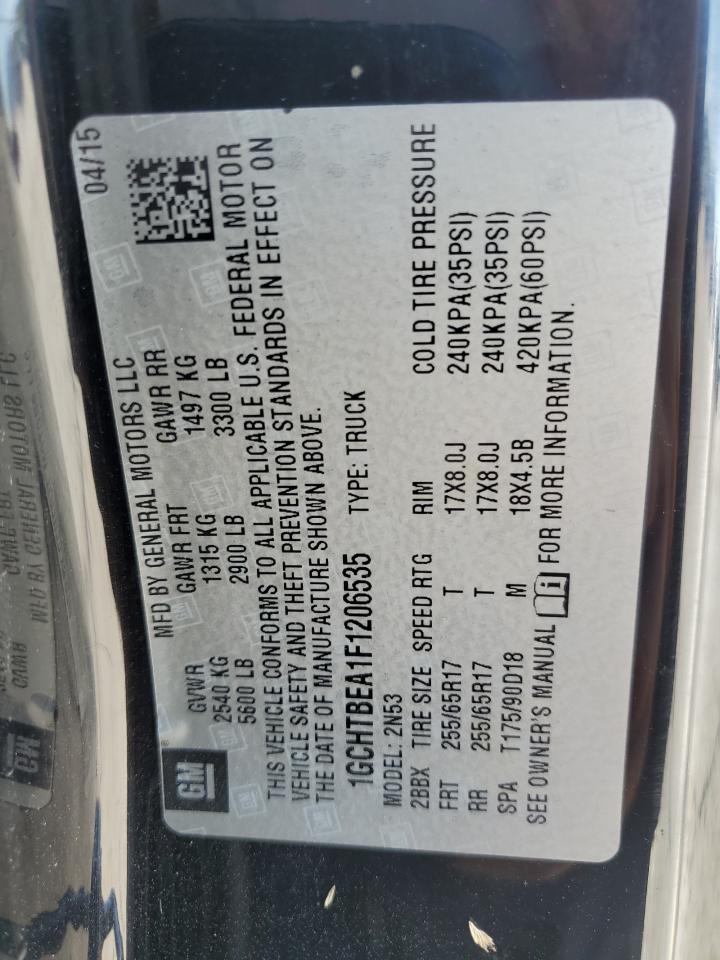 2015 Chevrolet Colorado Lt VIN: 1GCHTBEA1F1206535 Lot: 82176635