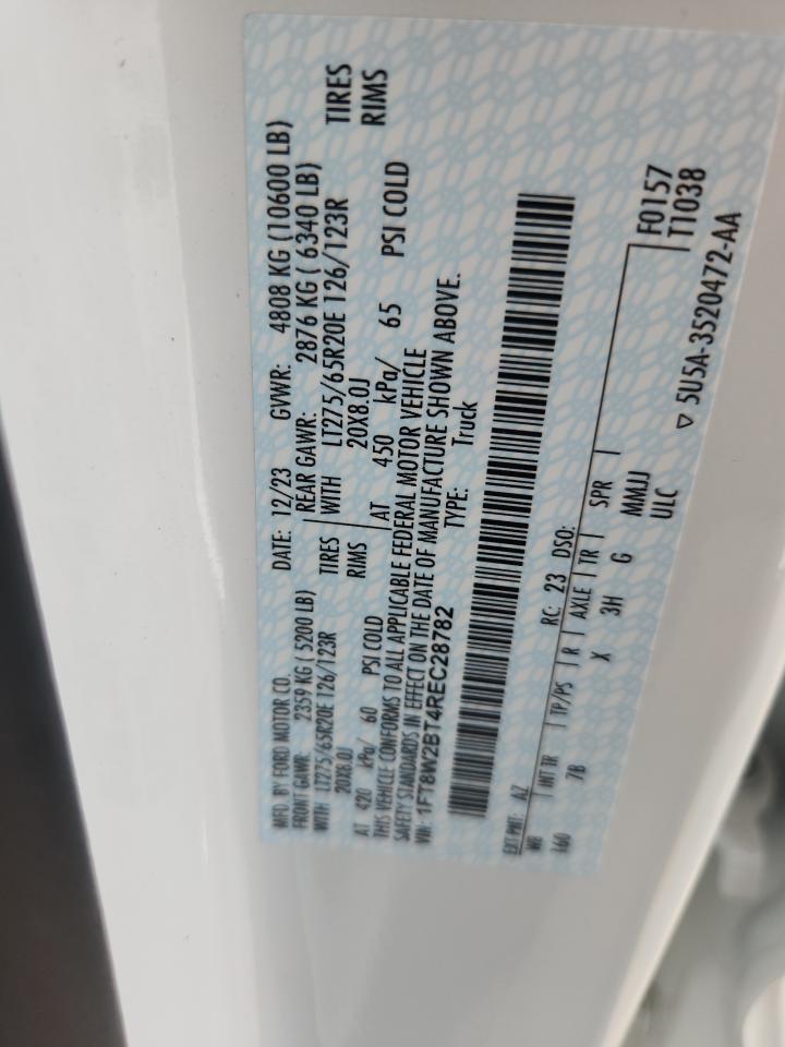 2024 Ford F250 Super Duty VIN: 1FT8W2BT4REC28782 Lot: 84898245