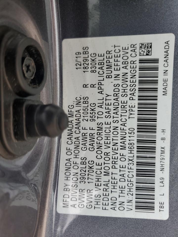 2020 Honda Civic Ex VIN: 2HGFC1F3XLH681150 Lot: 85311045