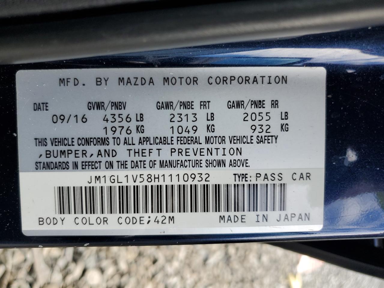 2017 Mazda 6 Touring VIN: JM1GL1V58H1110932 Lot: 85780545