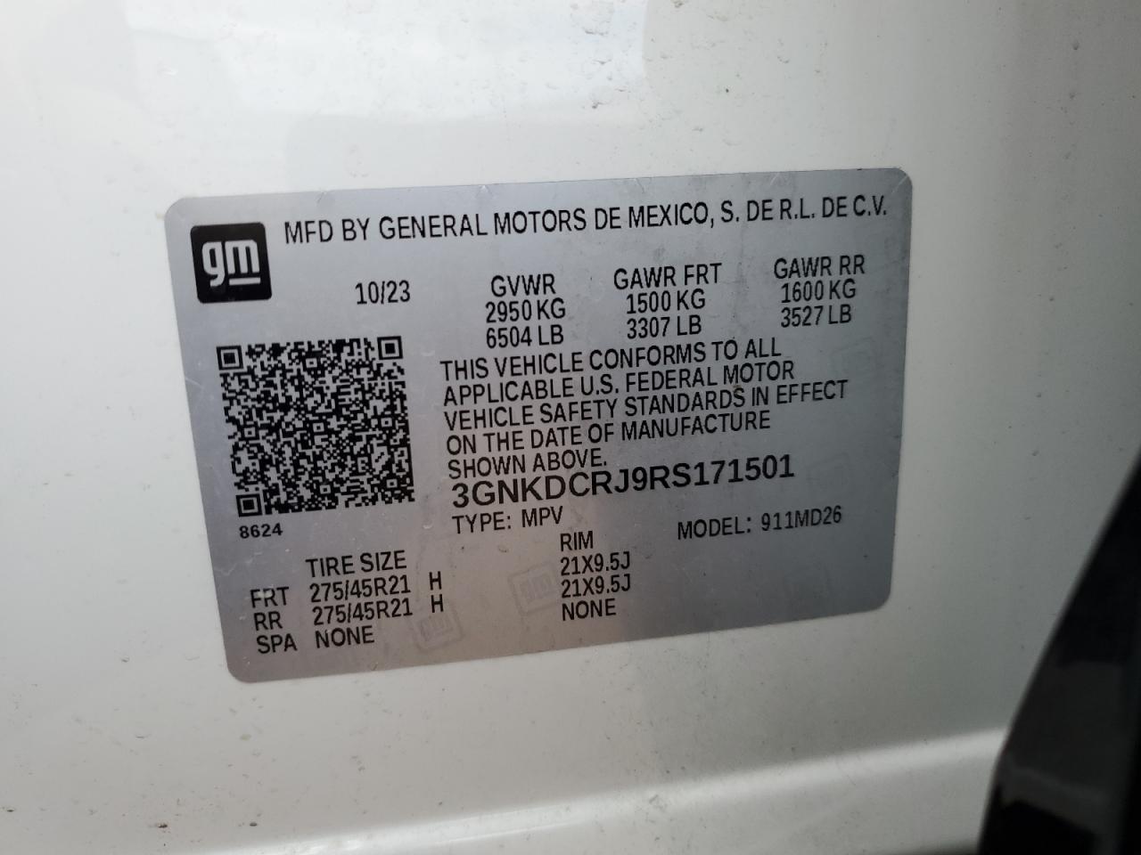 2024 Chevrolet Blazer Rs VIN: 3GNKDCRJ9RS171501 Lot: 85923295