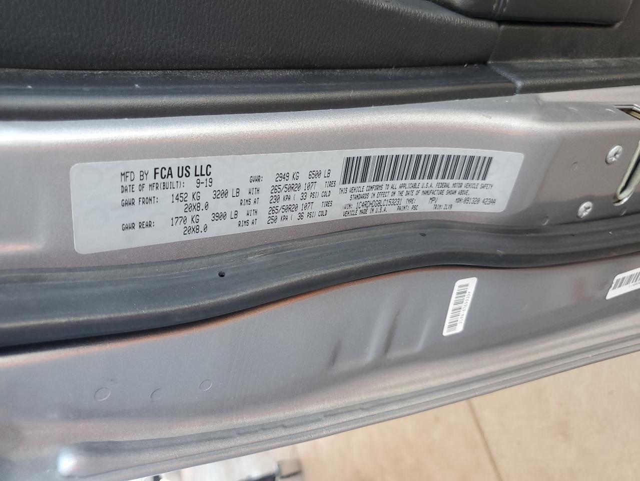 2020 Dodge Durango Gt VIN: 1C4RDHDG8LC153231 Lot: 82258135