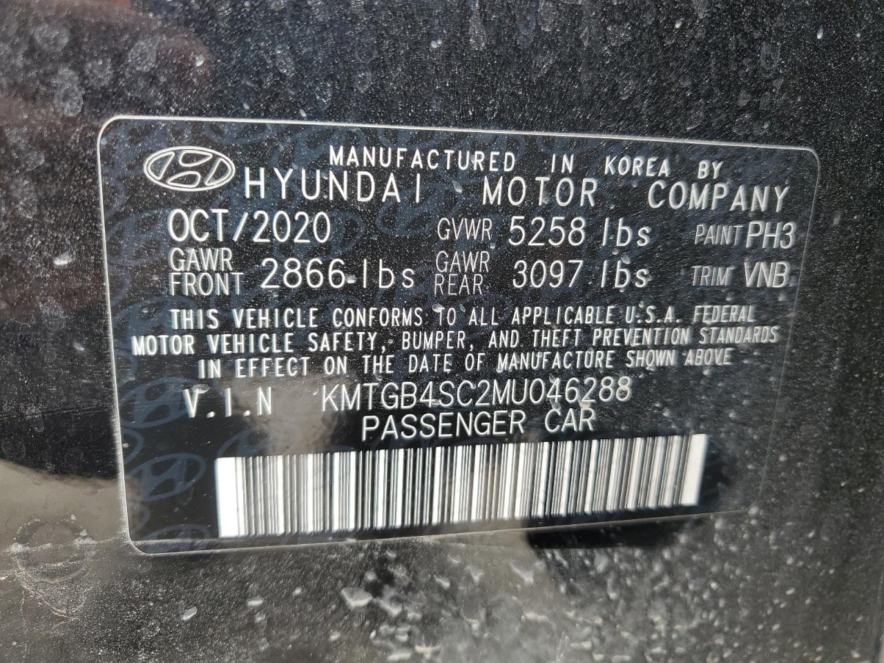 2021 Genesis G80 Base VIN: KMTGB4SC2MU046288 Lot: 82274365