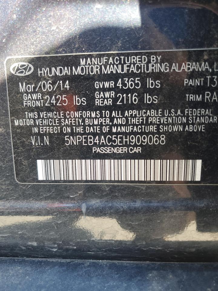 2014 Hyundai Sonata Gls VIN: 5NPEB4AC5EH909068 Lot: 87300085