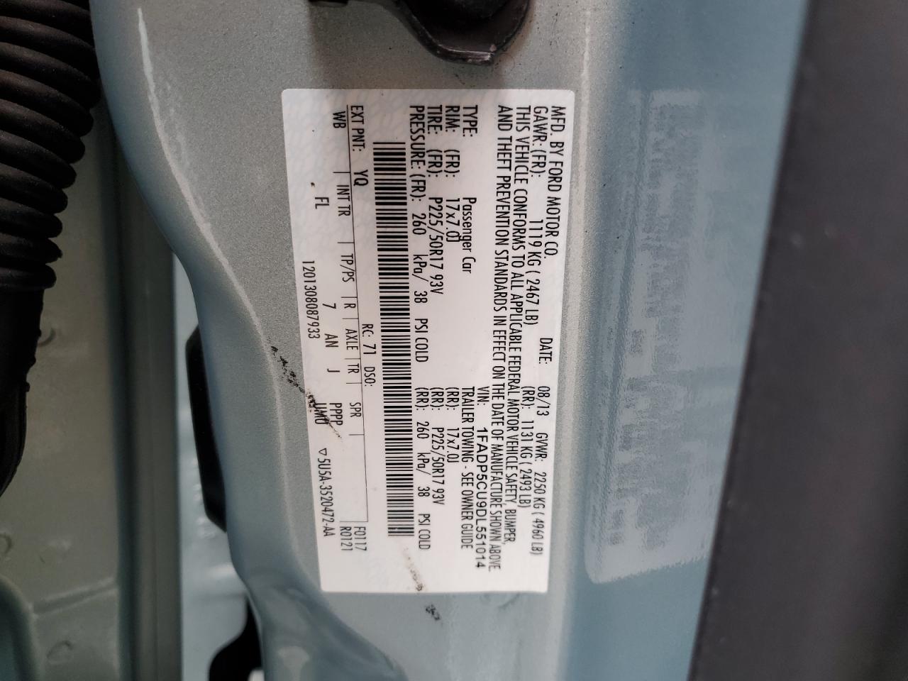 2013 Ford C-Max Premium VIN: 1FADP5CU9DL551014 Lot: 82767555