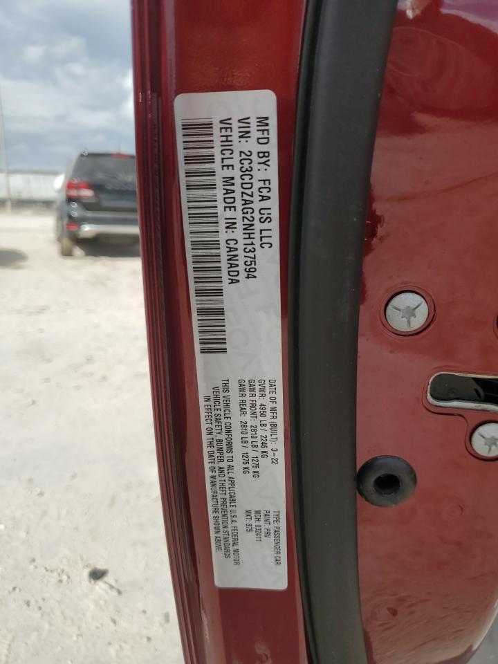 2022 Dodge Challenger Sxt VIN: 2C3CDZAG2NH137594 Lot: 86545055