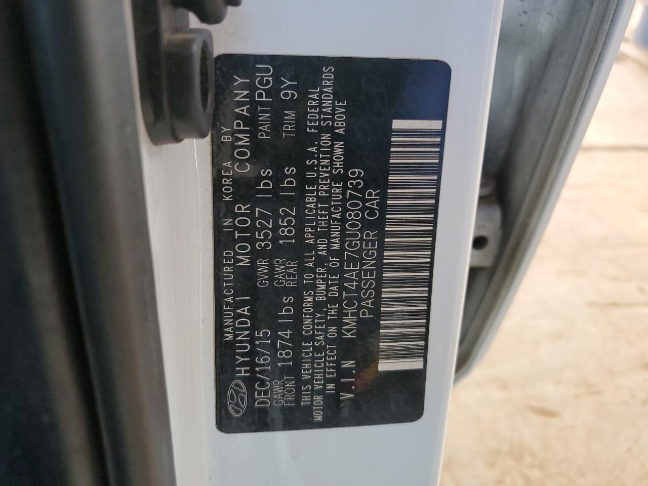 2016 Hyundai Accent Se VIN: KMHCT4AE7GU080739 Lot: 82632165