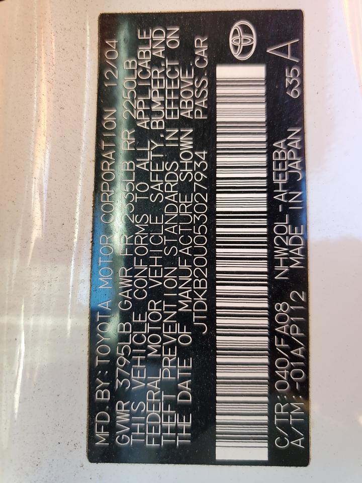 2005 Toyota Prius VIN: JTDKB20U053027934 Lot: 84066135