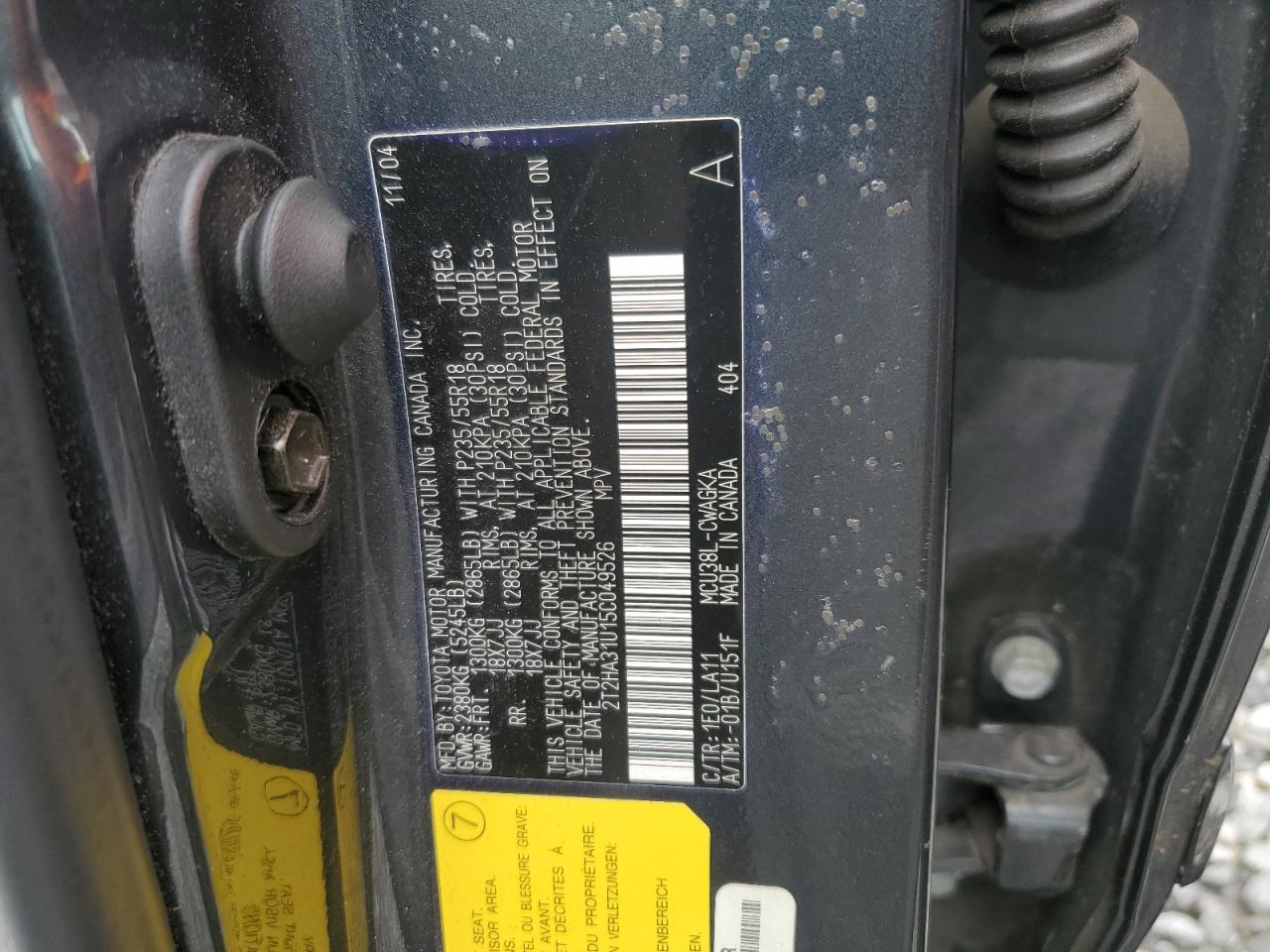 2005 Lexus Rx 330 VIN: 2T2HA31U15C049526 Lot: 85864575