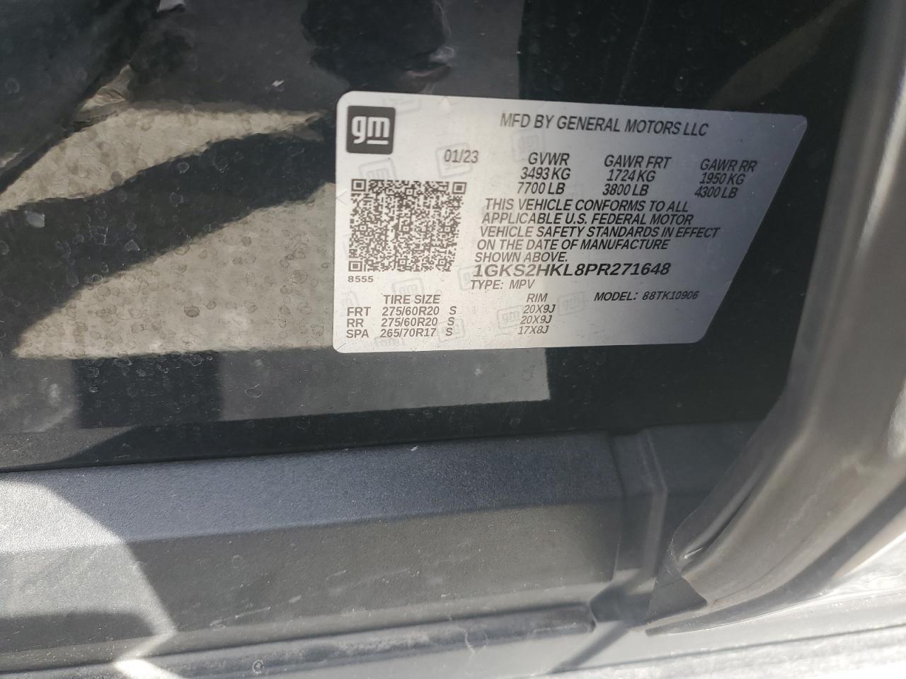 2023 GMC Yukon Xl K1500 At4 VIN: 1GKS2HKL8PR271648 Lot: 89534855