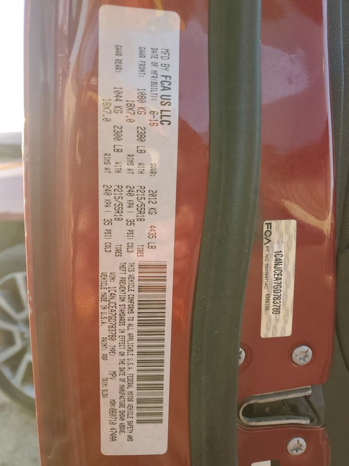 2016 Jeep Compass Latitude VIN: 1C4NJCEA7GD783780 Lot: 86992815