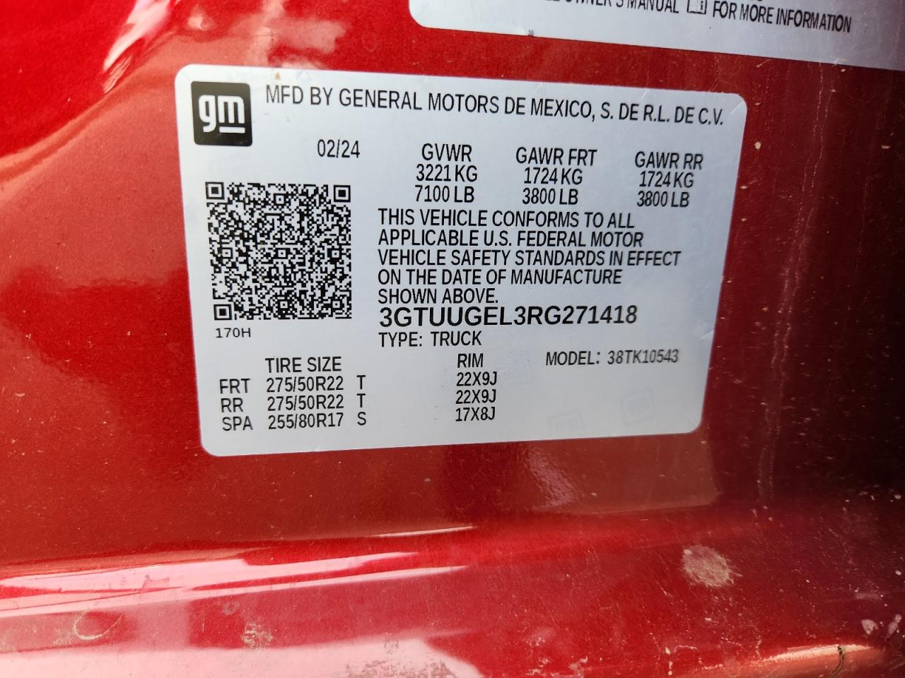 2024 GMC Sierra K1500 Denali VIN: 3GTUUGEL3RG271418 Lot: 89871675