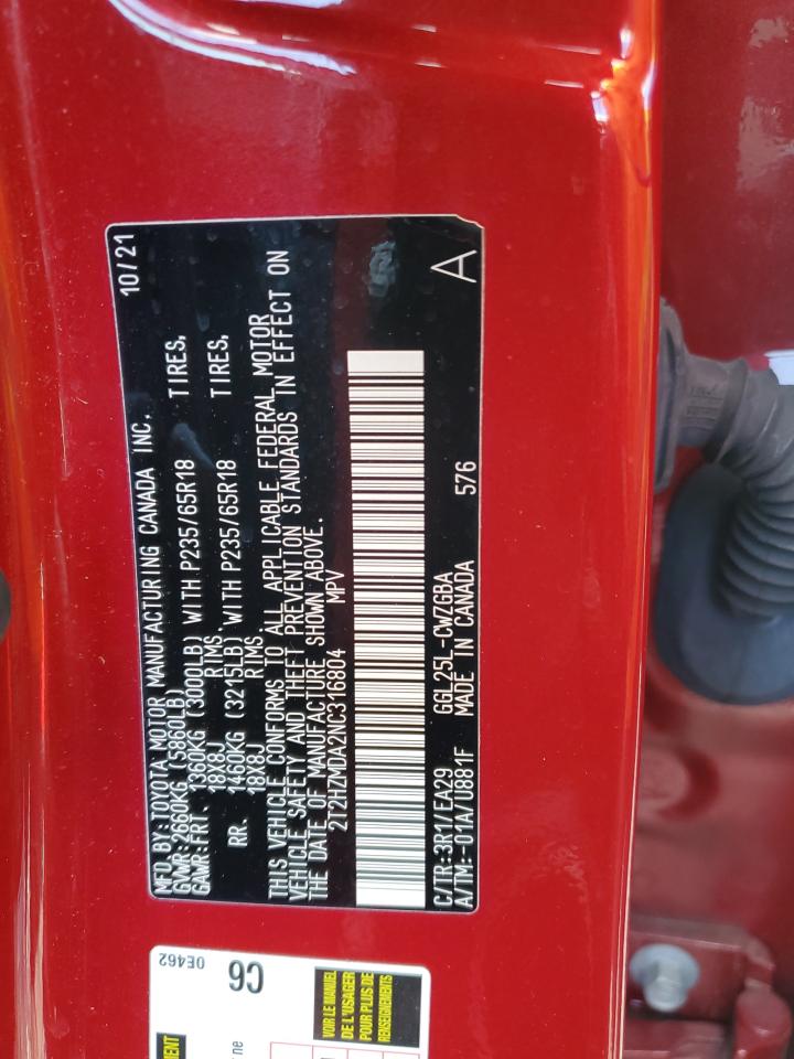 2022 Lexus Rx 350 VIN: 2T2HZMDA2NC316804 Lot: 82687745