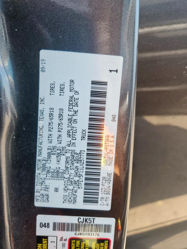 2020 Toyota Tundra Crewmax Sr5 VIN: 5TFEY5F11LX257773 Lot: 82179675