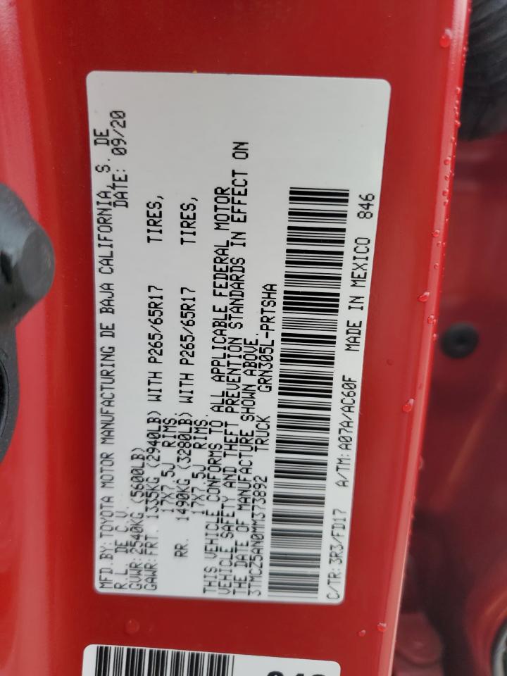 2021 Toyota Tacoma Double Cab VIN: 3TMCZ5AN0MM373892 Lot: 86225695