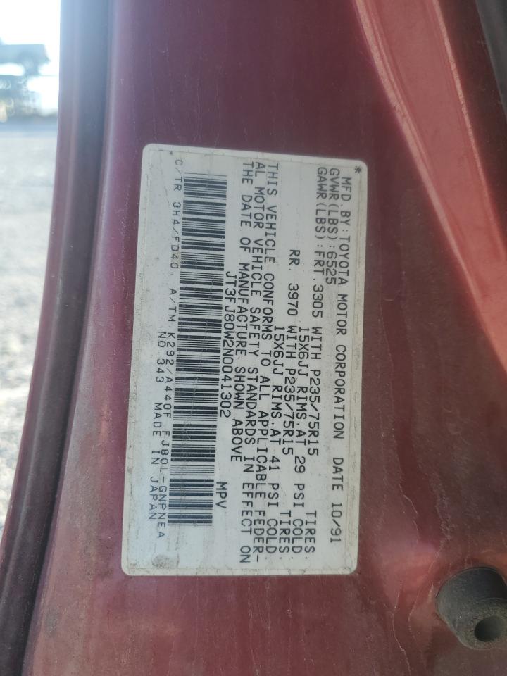 1992 Toyota Land Cruiser Fj80 VIN: JT3FJ80W2N0041302 Lot: 85180595