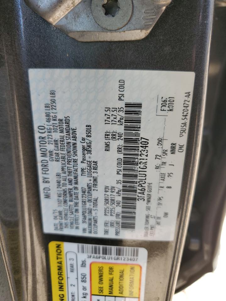 2016 Ford Fusion Se Hybrid VIN: 3FA6P0LU1GR123407 Lot: 82785155