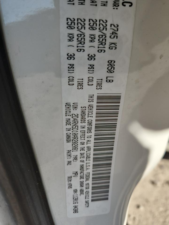 2010 Dodge Grand Caravan Sxt VIN: 2D4RN5D10AR202081 Lot: 89920235