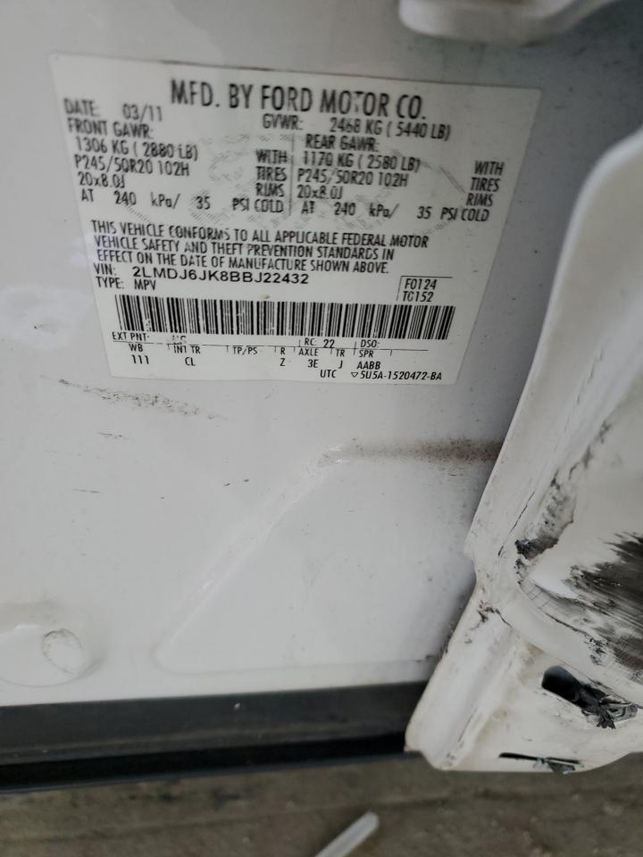 2011 Lincoln Mkx VIN: 2LMDJ6JK8BBJ22432 Lot: 90784305