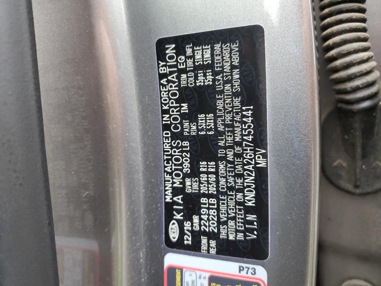 2017 Kia Soul VIN: KNDJN2A26H7455441 Lot: 90417765