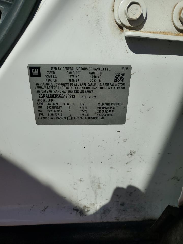 2016 GMC Terrain Sle VIN: 2GKALMEK5G6170213 Lot: 85307155