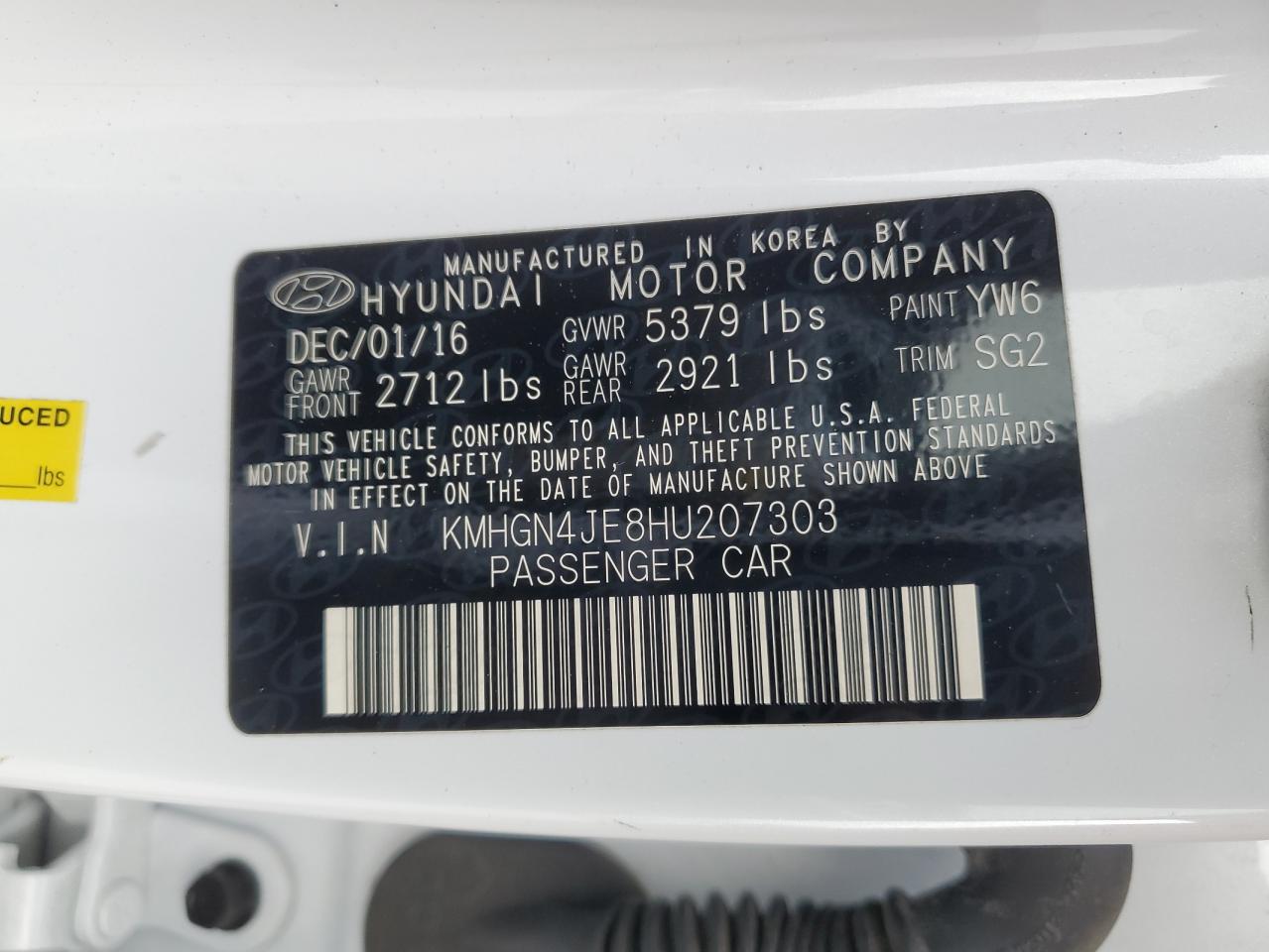 2017 Genesis G80 Base VIN: KMHGN4JE8HU207303 Lot: 90423495