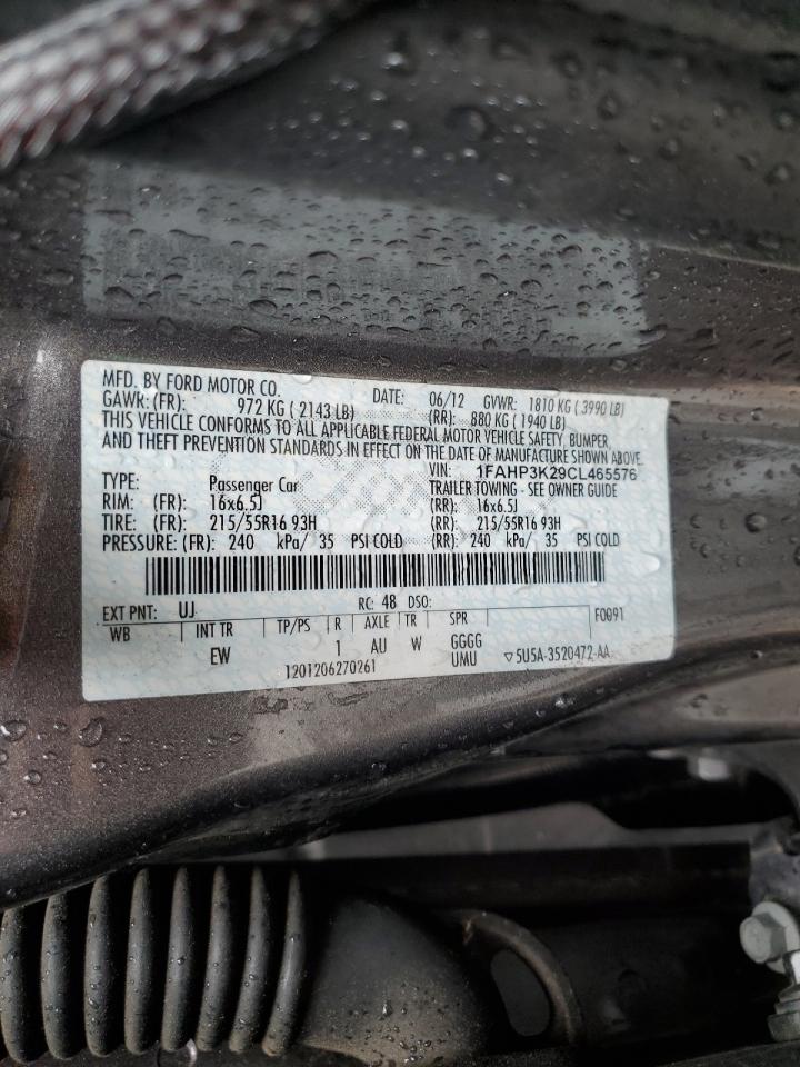 2012 Ford Focus Se VIN: 1FAHP3K29CL465576 Lot: 96586345