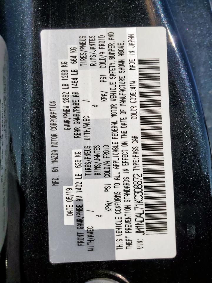 2019 Mazda Mx-5 Miata Club VIN: JM1NDAL71K0308872 Lot: 90722215