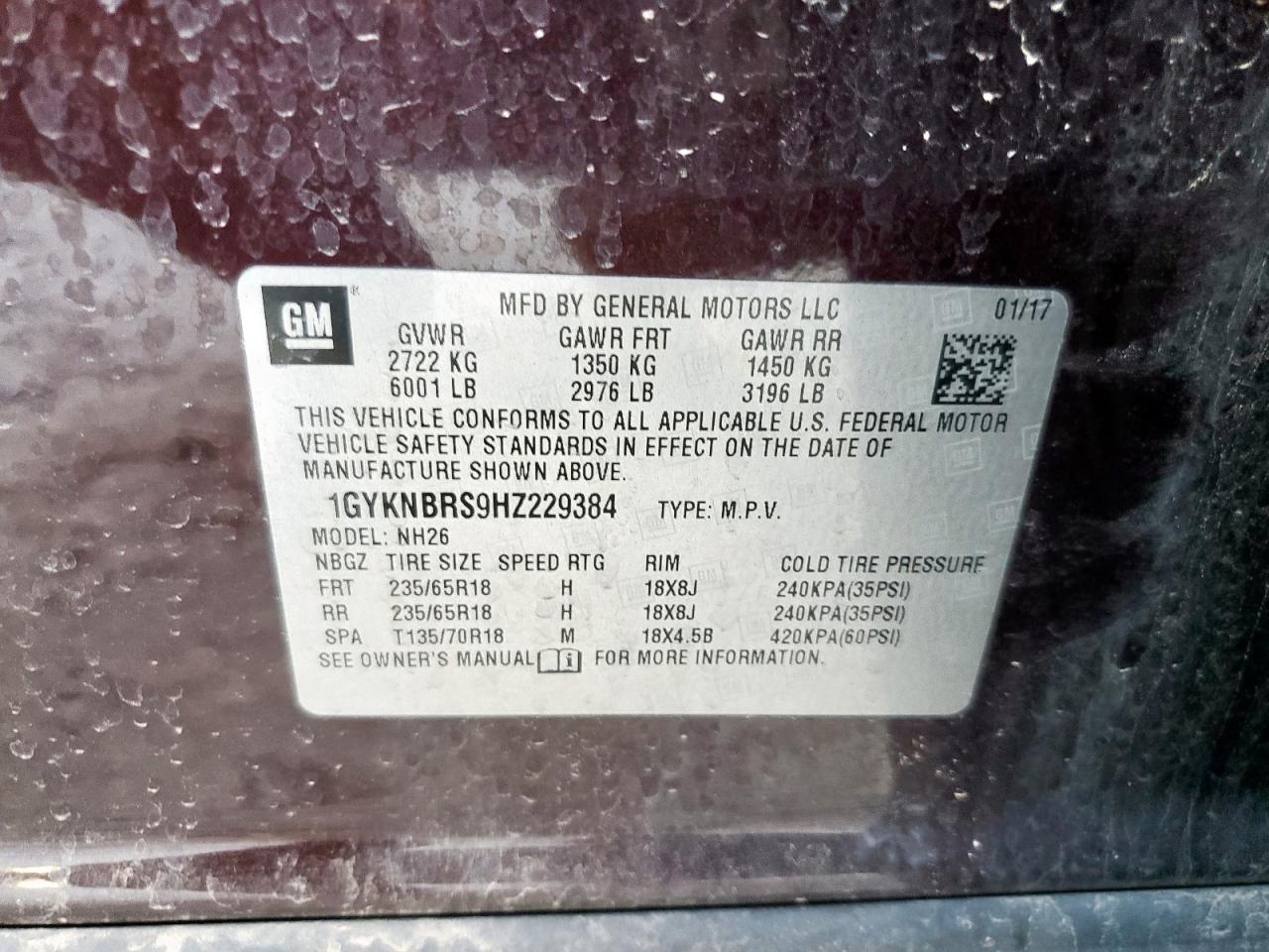 2017 Cadillac Xt5 Luxury VIN: 1GYKNBRS9HZ229384 Lot: 86308135