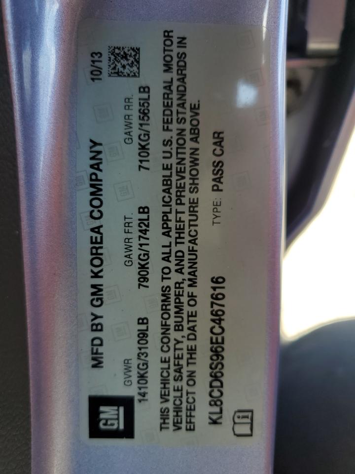 2014 Chevrolet Spark 1Lt VIN: KL8CD6S96EC467616 Lot: 85735395