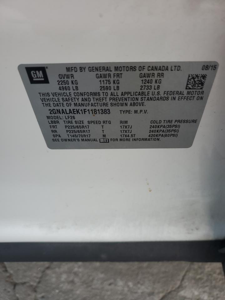 2015 Chevrolet Equinox Ls VIN: 2GNALAEK1F1181383 Lot: 85882465