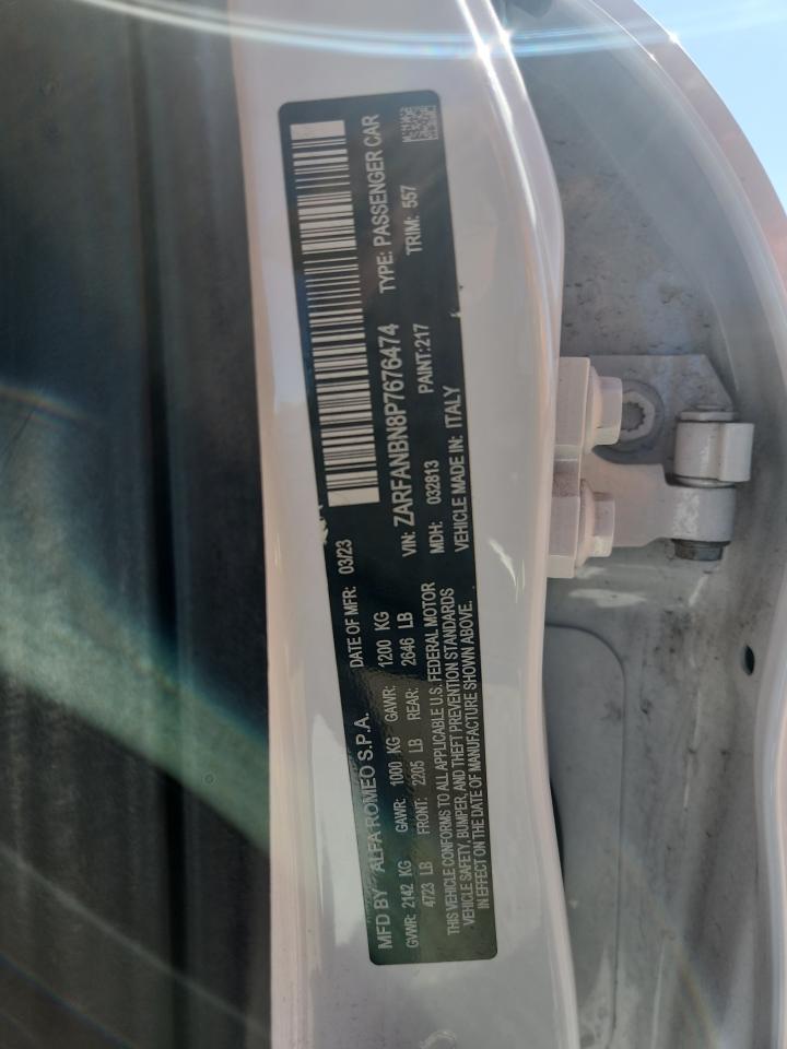 2023 Alfa Romeo Giulia Ti VIN: ZARFANBN8P7676474 Lot: 85780285